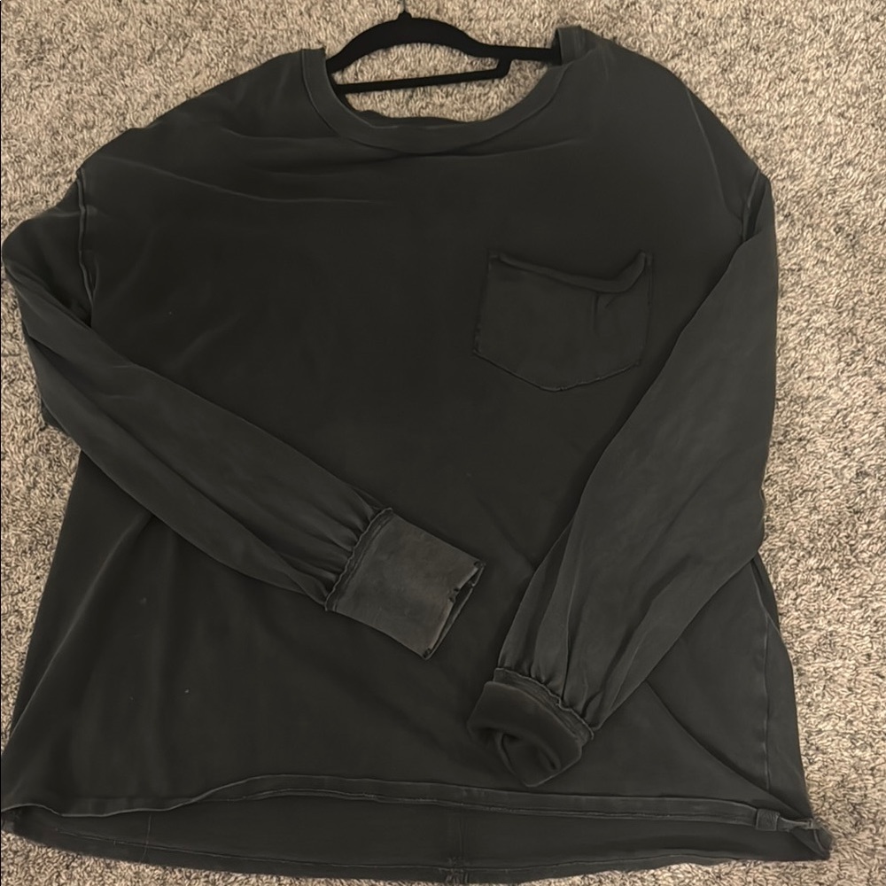 Free People Black Long Sleeve Tee